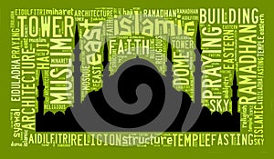 Text cloud and arrangement with mosque shape concept