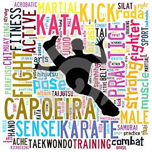Text Cloud of Martial Arts with shape