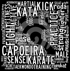 Text Cloud of Martial Arts with shape