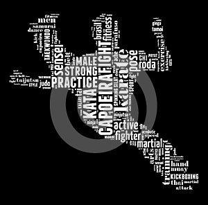 Text Cloud of Martial Arts with shape