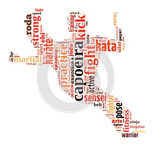 Text Cloud of Martial Arts with shape