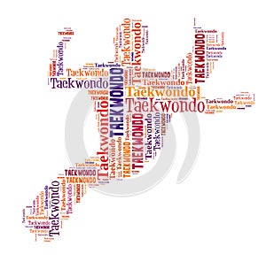 Text cloud of taekwondo with shape