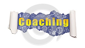 The text coaching behind torn white paper