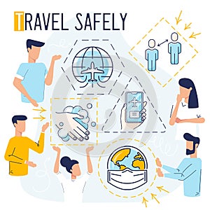 Text concept, Travel safely during COVID