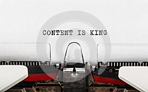 Text Content is King typed on typewriter