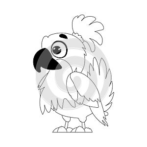 This text could be rewritten as A big parrot that is funny and cute with bright colors. Childrens coloring page.