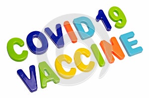 Text COVID-19 VACCINE on a white background