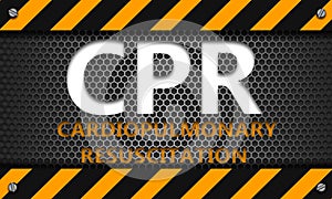 Text \'CPR - Cardiopulmonary Resuscitation\' on mesh hexagon background