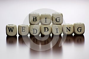 Text cube happy wedding