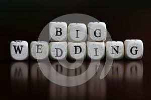 Text cube happy wedding