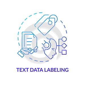 Text data labeling blue gradient concept icon photo