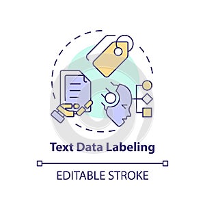 Text data labeling multi color concept icon photo