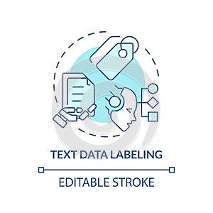 Text data labeling soft blue concept icon photo