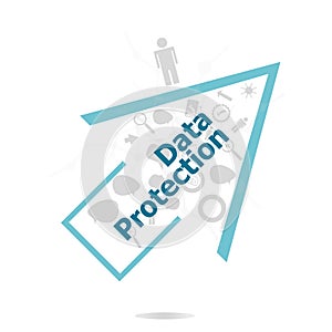 Text Data Protection. Security concept . Data protection and secure elements inforgaphic
