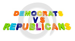 Text DEMOCRATS VS REPUBLICANS on a white background
