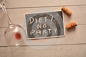 Text diet on blackboard diet concept