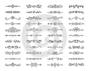 Text Divider simple black line icons vector set