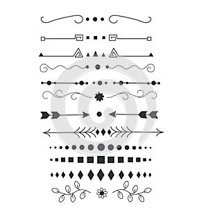 Text Divider thin line icons set. Simple separator black contour symbol isolated.