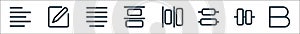 text editor line icons. linear set. quality vector line set such as bold, vertical align, vertical position, horizontal alignment