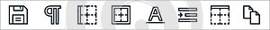Text editor line icons. linear set. quality vector line set such as copy, border, right indent, font, border, border, paragraph