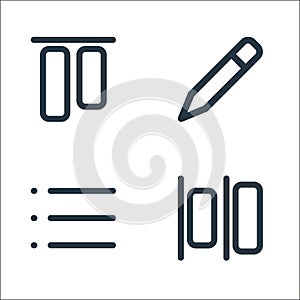 text editor line icons. linear set. quality vector line set such as horizontal alignment, bullets, pencil
