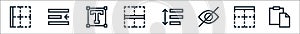 Text editor line icons. linear set. quality vector line set such as paste, border, hidden, line spacing, border, text, left indent