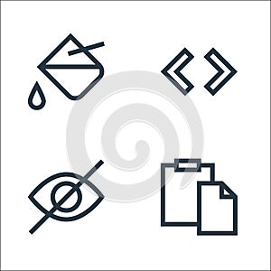 text editor line icons. linear set. quality vector line set such as paste, hidden, source