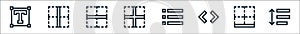 Text editor line icons. linear set. quality vector line set such as line spacing, border, source, bullet list, border, border