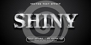 Text Effect 3D Shiny Silver, Editable Text Style