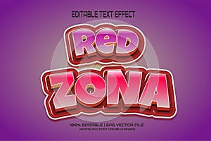 Text effect editable red ZONA photo