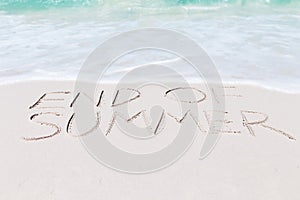 Text end of summer on beach photo