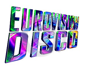 The text of the Eurovision disco on a white background