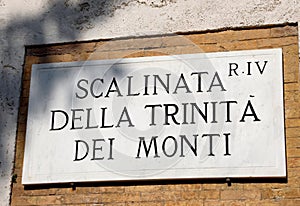 Text in the famous steps of TRINITA DEI MONTI in ROME Italy