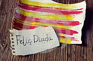 Text Felic Diada, Happy National Day of Catalonia in Catalan