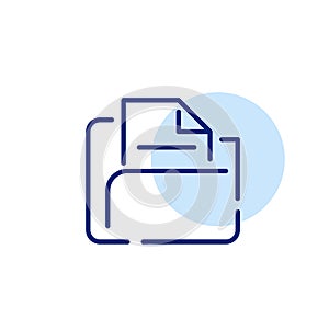 Text file in folder. Document storage and content access. Digital content management. Pixel perfect, editable stroke