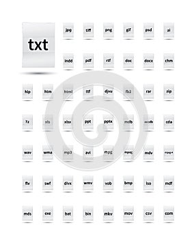 Text File Format Icons. 15 common digital text
