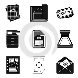 Text file icons set, simple style