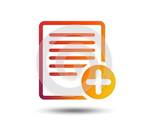 Text file sign icon. Add File document symbol.