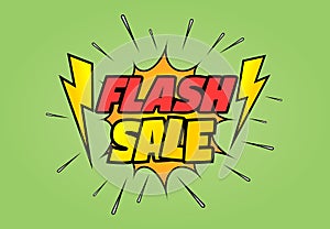 text flash sale design in comic style with bright colors