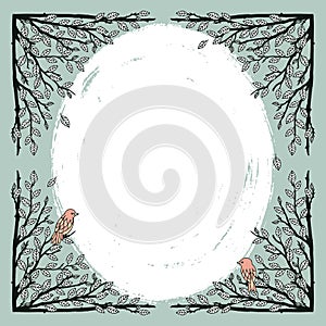 Text frame with branches and birds