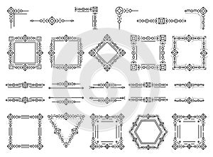 Text frame monogram devider corner art vector set