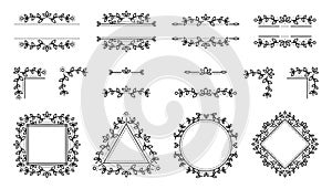 Text frame monogram devider corner art vector set