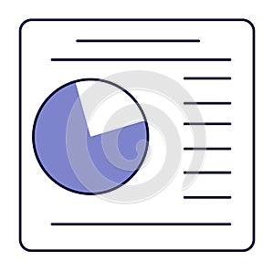 Text frame with pie chart. Data statictics icon photo