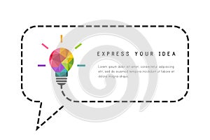 Text frame template with lightbulb as creative idea concept