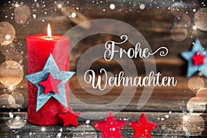 Text Frohe Weihnachten, Means Merry Christmas, Festive Christmas Background, Snow