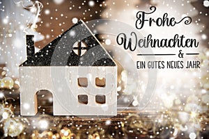 Text Frohe Weihnachten, Means Merry Christmas, House, Christmas Background