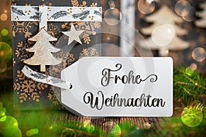 Text Frohe Weihnachten, Means Merry Christmas, With Winter Gifts, Christmas