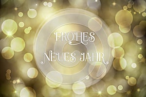 Text Frohes Neues Jahr, Means Happy New Year, Golden CHristmas Background photo