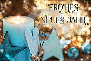 Text Frohes Neues Jahr, Means Thanks, Christmas Background, Festive Winter Decor photo
