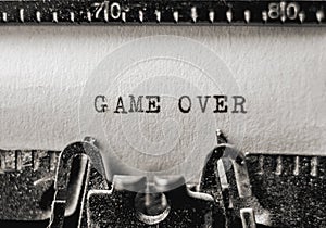 Text Game over on retro typewriter